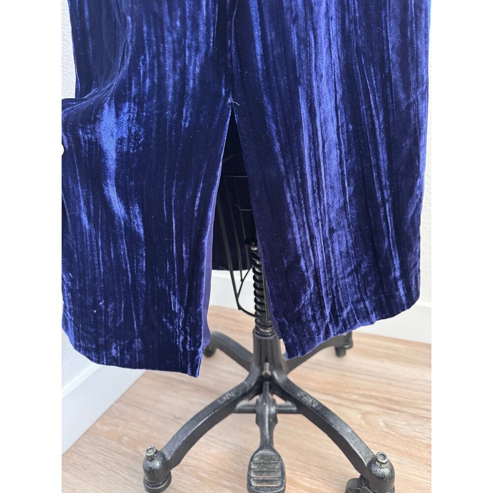 Madewell Silk Blend Velvet Slip Dress Navy Blue Midi Sweetheart Size L - Picture 7 of 11